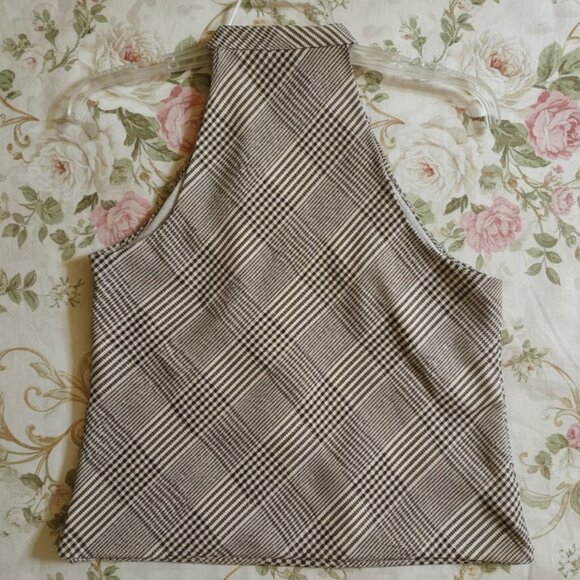 Worthington* Sleeveless Collard Blouse W/Tie Neck* Color: Brown & White Size: PM - Picture 2 of 5